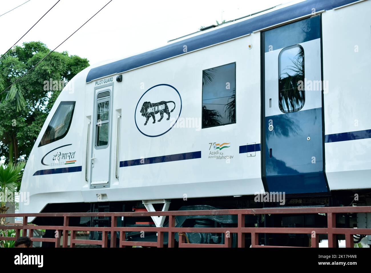 New Delhi, India - 14 September 2022 : Locomotive of Vande bharat electric train Stock Photo