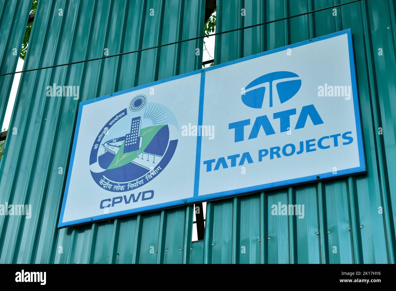 New Delhi, India - 14 September 2022 : Cpwd and tata projects board on construction site Stock Photo