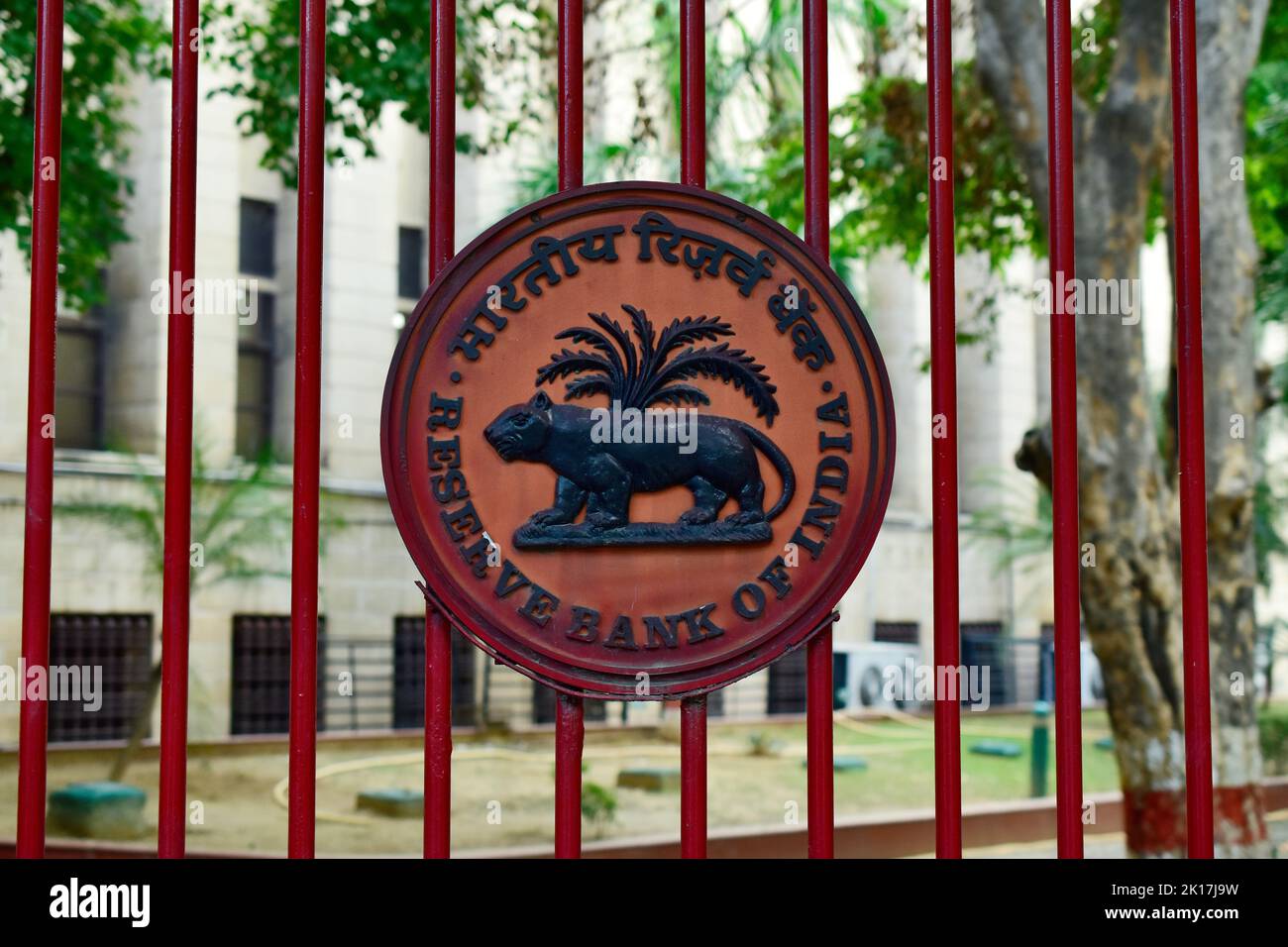 New Delhi, India - 14 September 2022 : Reserve Bank of India logo at RBI Gate Stock Photo