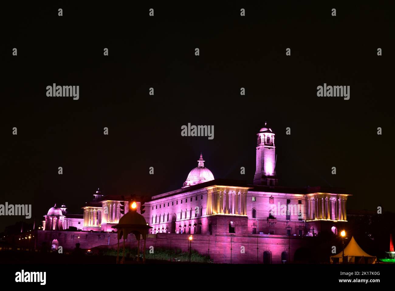 New Delhi, India - 14 September 2022 : Night view of rashtrapati bhavan new delhi, india Stock Photo