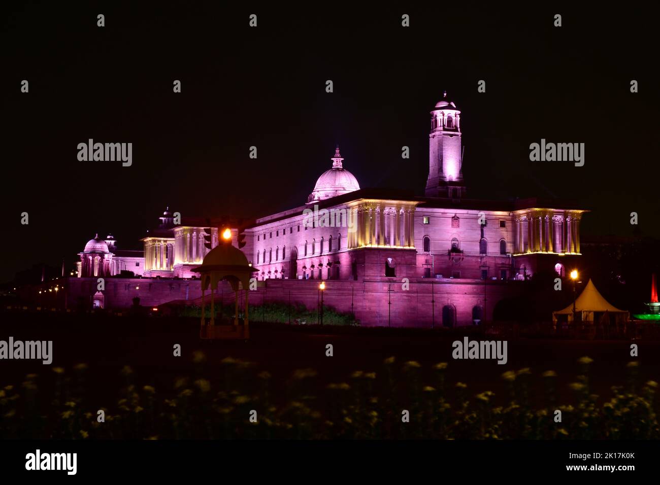 New Delhi, India - 14 September 2022 : Indian president  house view at night Stock Photo