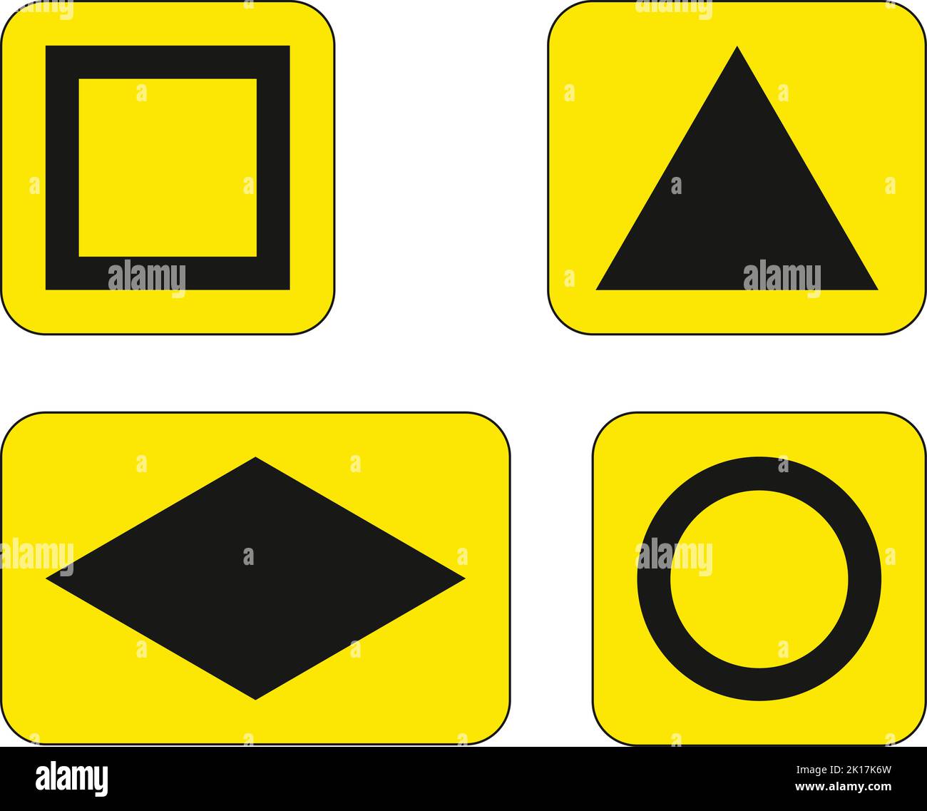 Symbols showing emergency diversion route for motorway and other main road traffic, The Highway Code Traffic Sign, Signs giving orders, Signs with red Stock Vector
