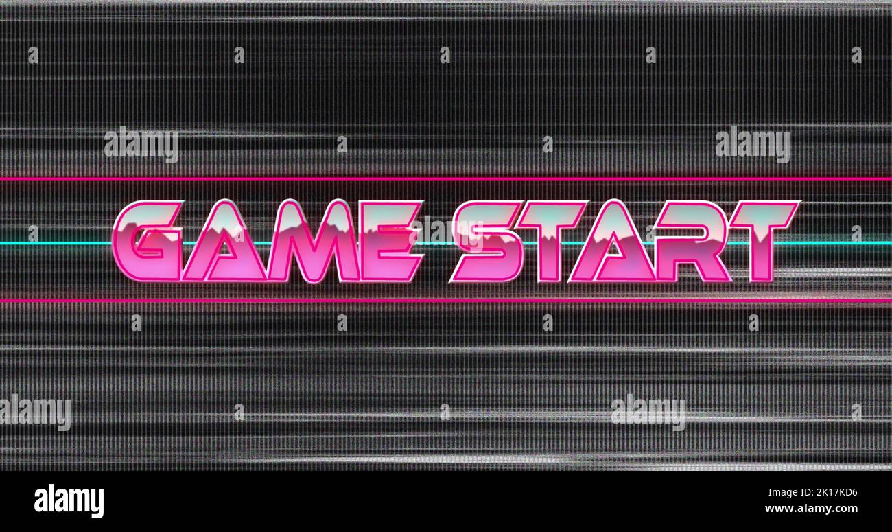 Image of game start text over light trails Stock Photo