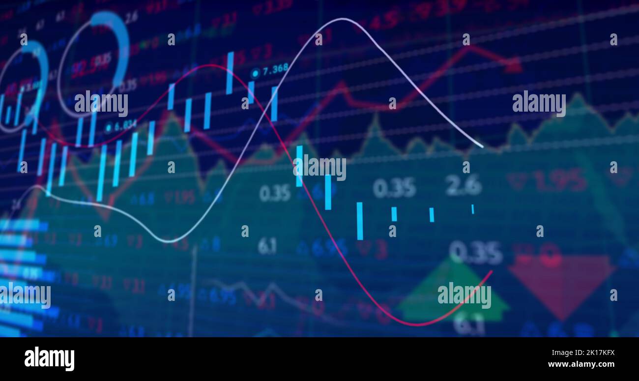 Image of data processing over blue background Stock Photo