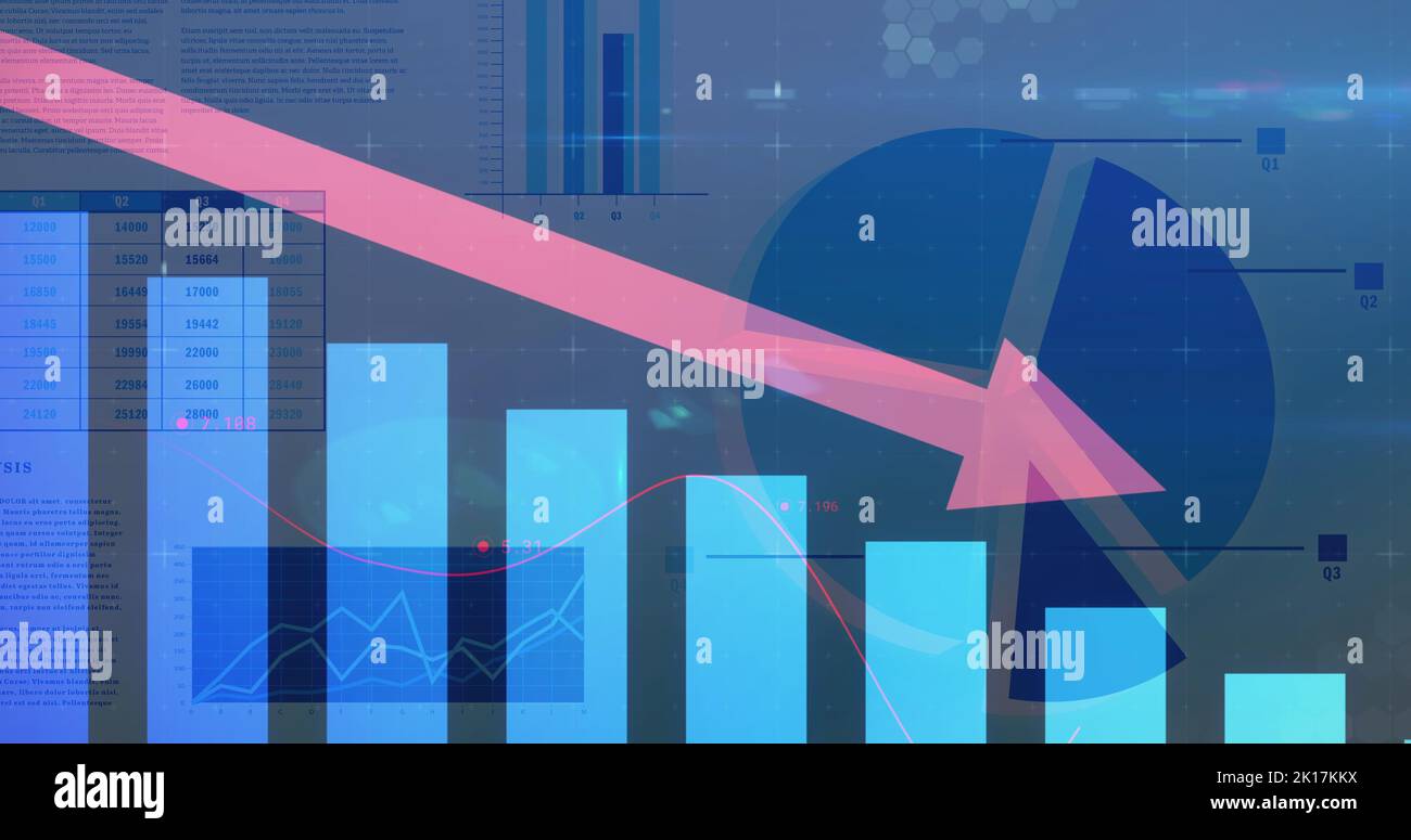 Image of data processing over blue background Stock Photo