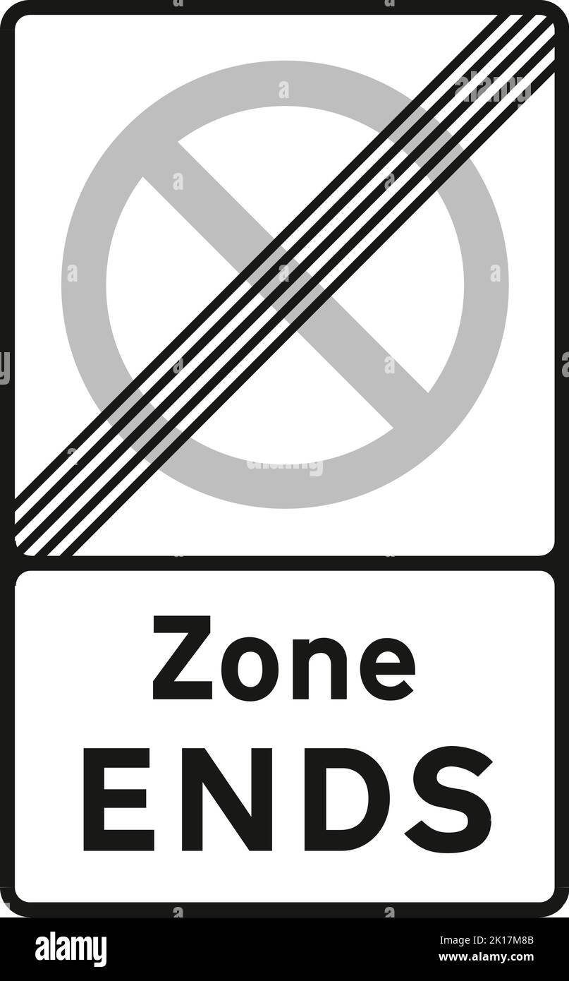 End of controlled parking zone, The Highway Code Traffic Sign, Signs