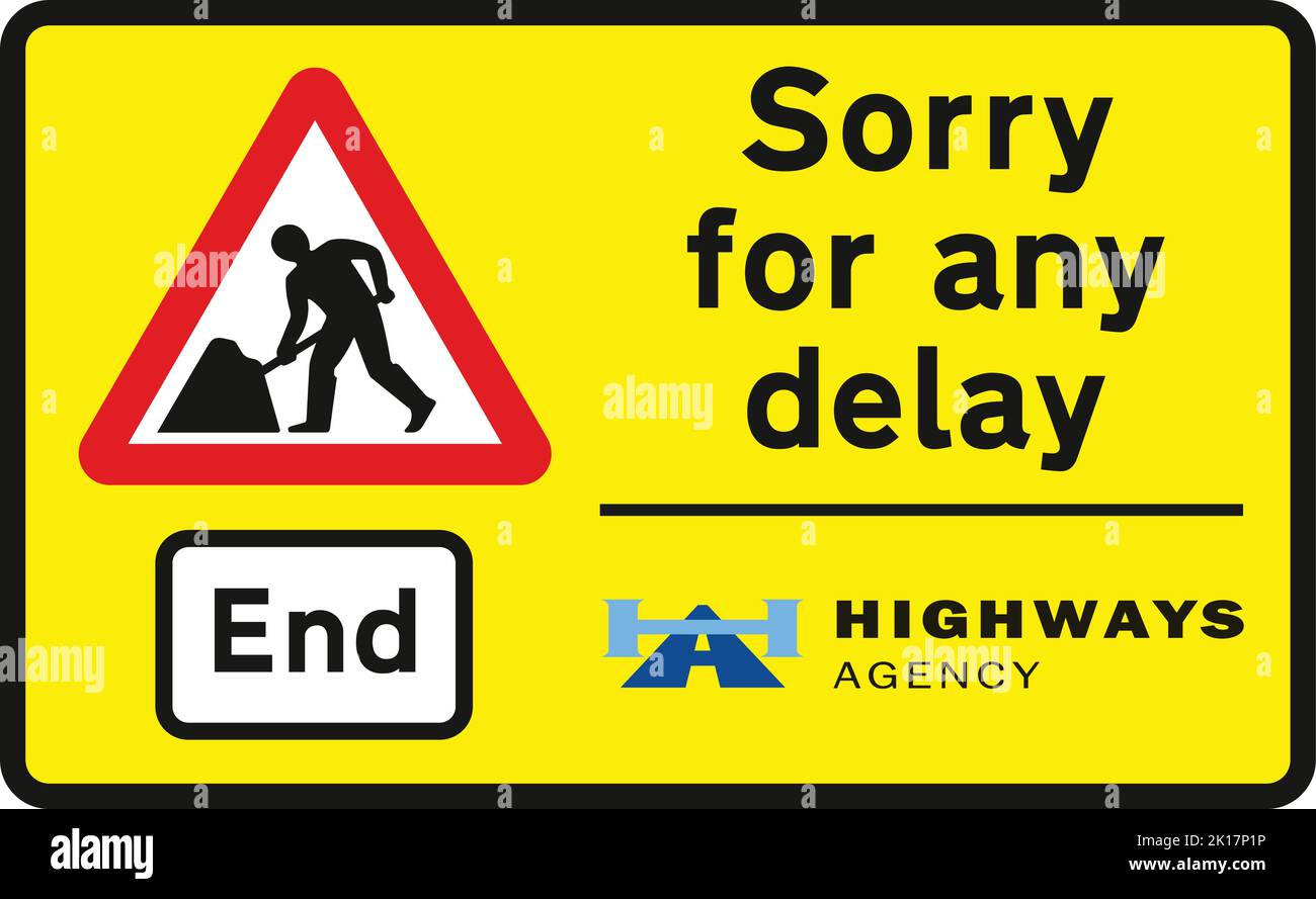End of road works and any temporary restrictions including speed limits, The Highway Code Traffic Sign, Signs giving orders, Signs with red circles ar Stock Vector