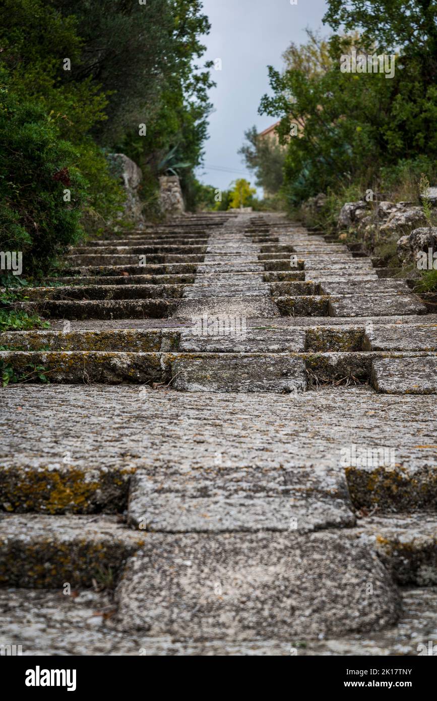 Stone steps, Mali Iz, Island of Iz, Zadar archipelago, Dalmatia, Croatia Stock Photo