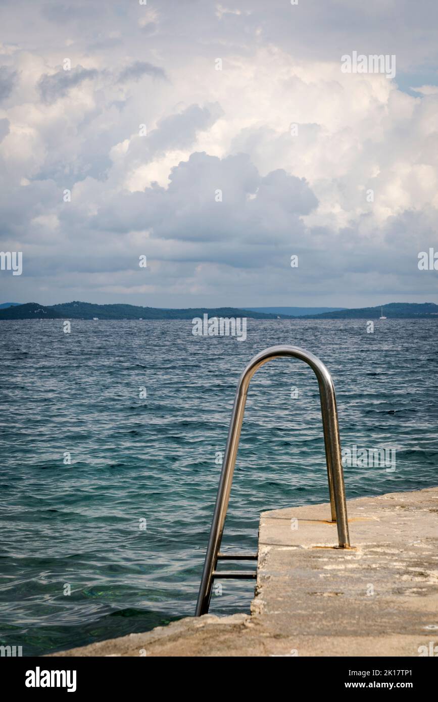 Swim ladder, Mali Iz, Island of Iz, Zadar archipelago, Dalmatia, Croatia Stock Photo