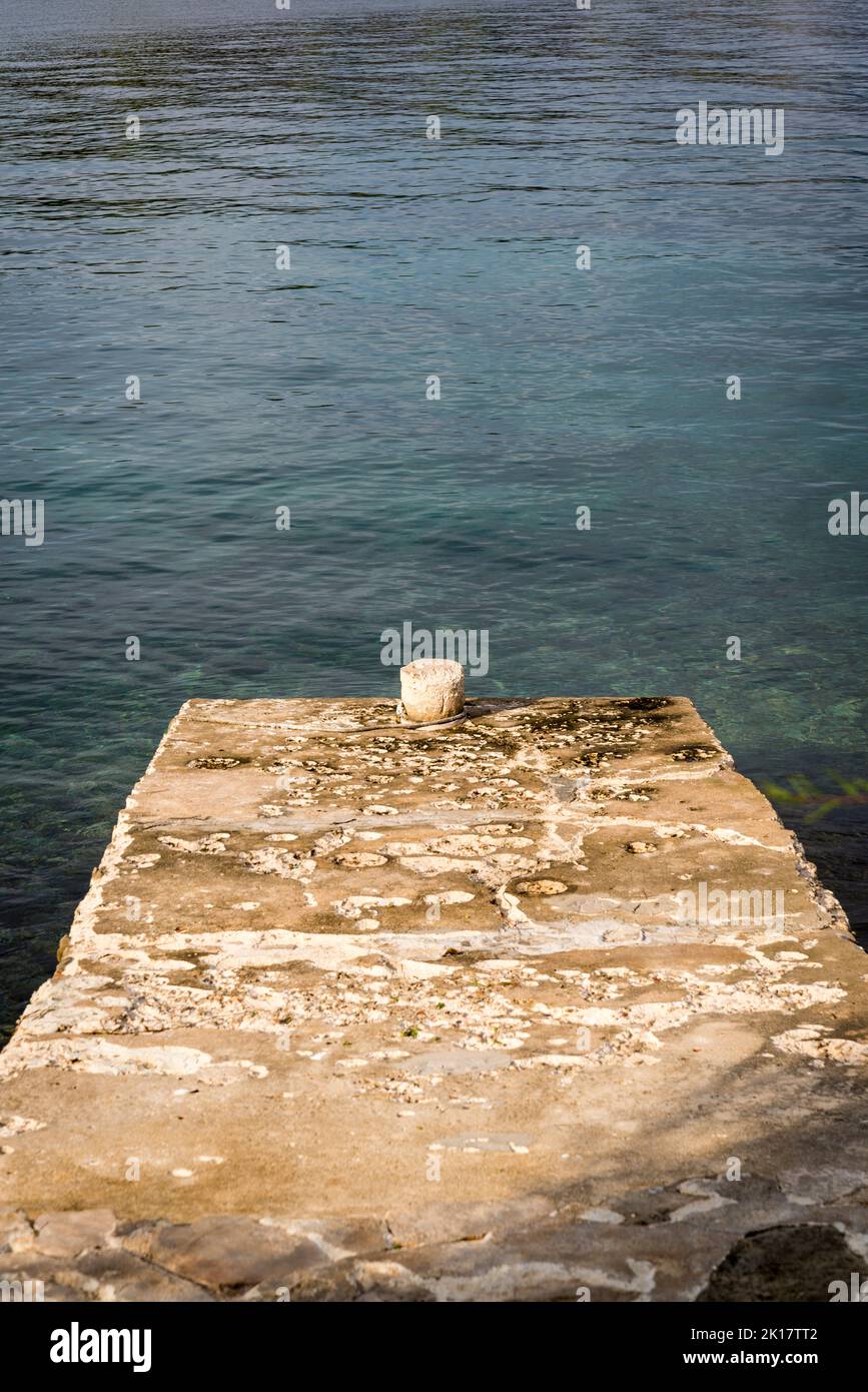 Dilapidated pier, Mali Iz, Island of Iz, Dalmatia, Croatia Stock Photo