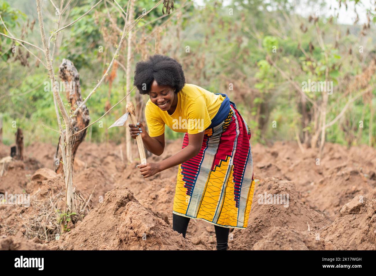 female african farmer working on a farm Stock Photo
