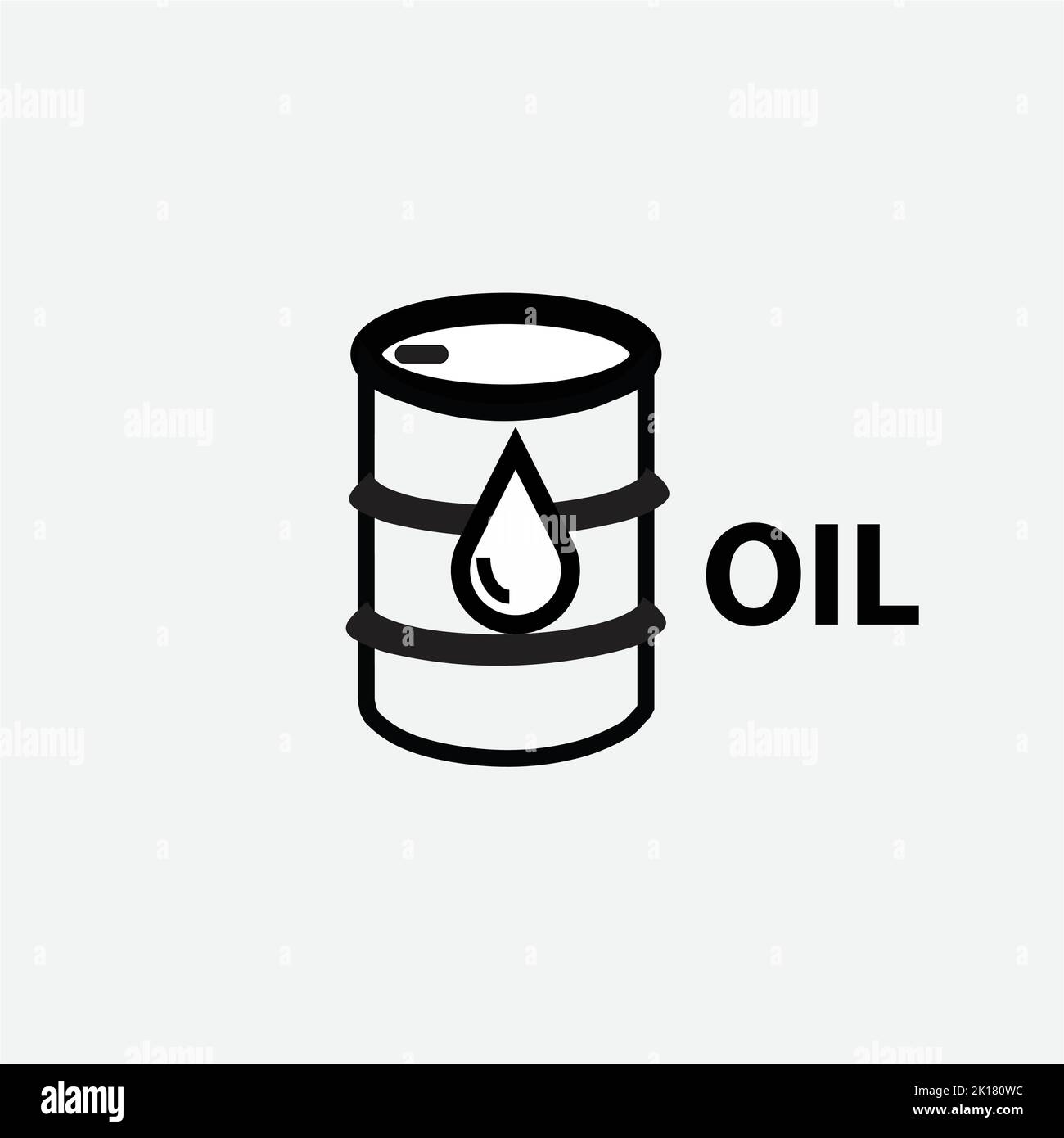 Oil drum symbol with a drop and text oil Stock Vector