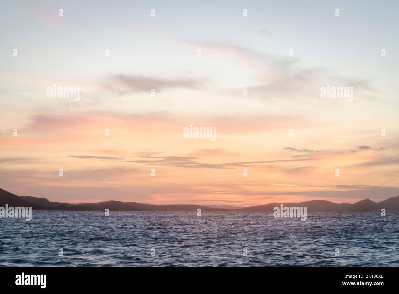 Seascape at sunrise, Zadar archipelago, Dalmatia, Croatia Stock Photo