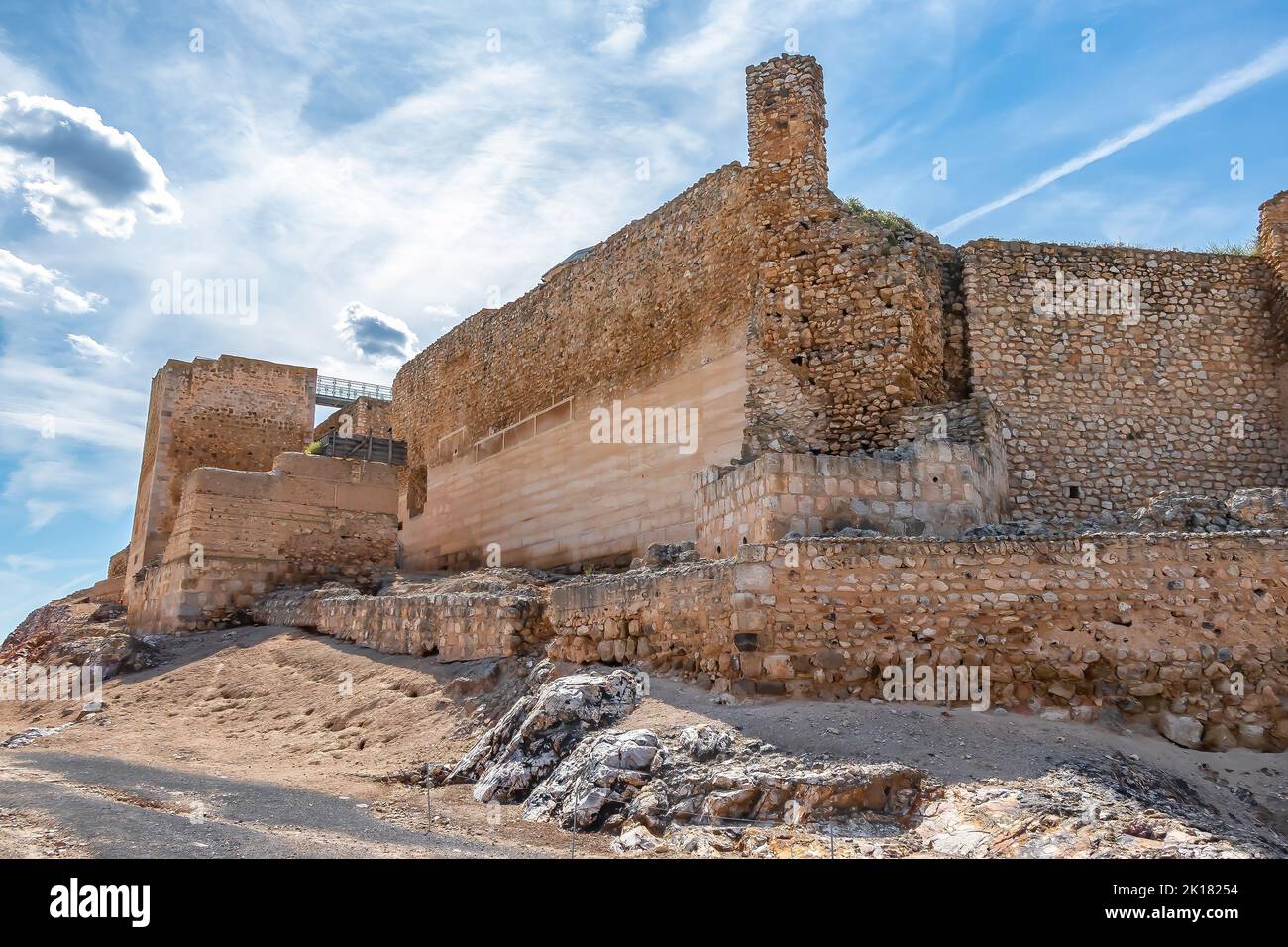 Archaeological Park of Calatrava la Vieja, it is Arab in origin.The building incorporates a major water defence system, in combination with various wa Stock Photo
