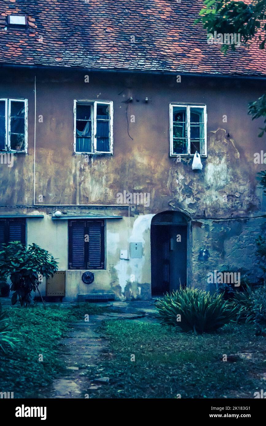 Dilapidated house, Zagreb, Croatia Stock Photo
