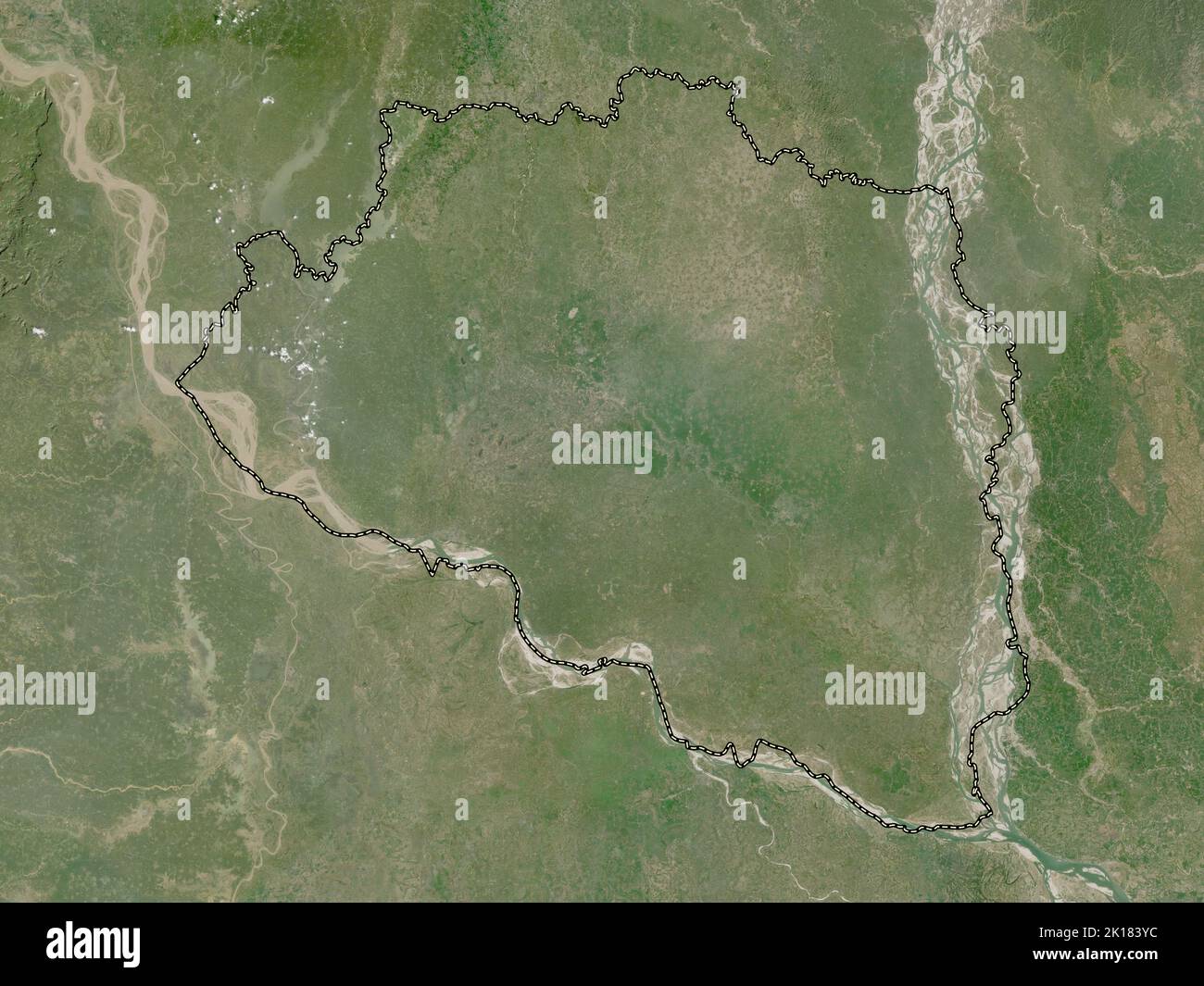 Rajshahi, division of Bangladesh. Low resolution satellite map Stock Photo