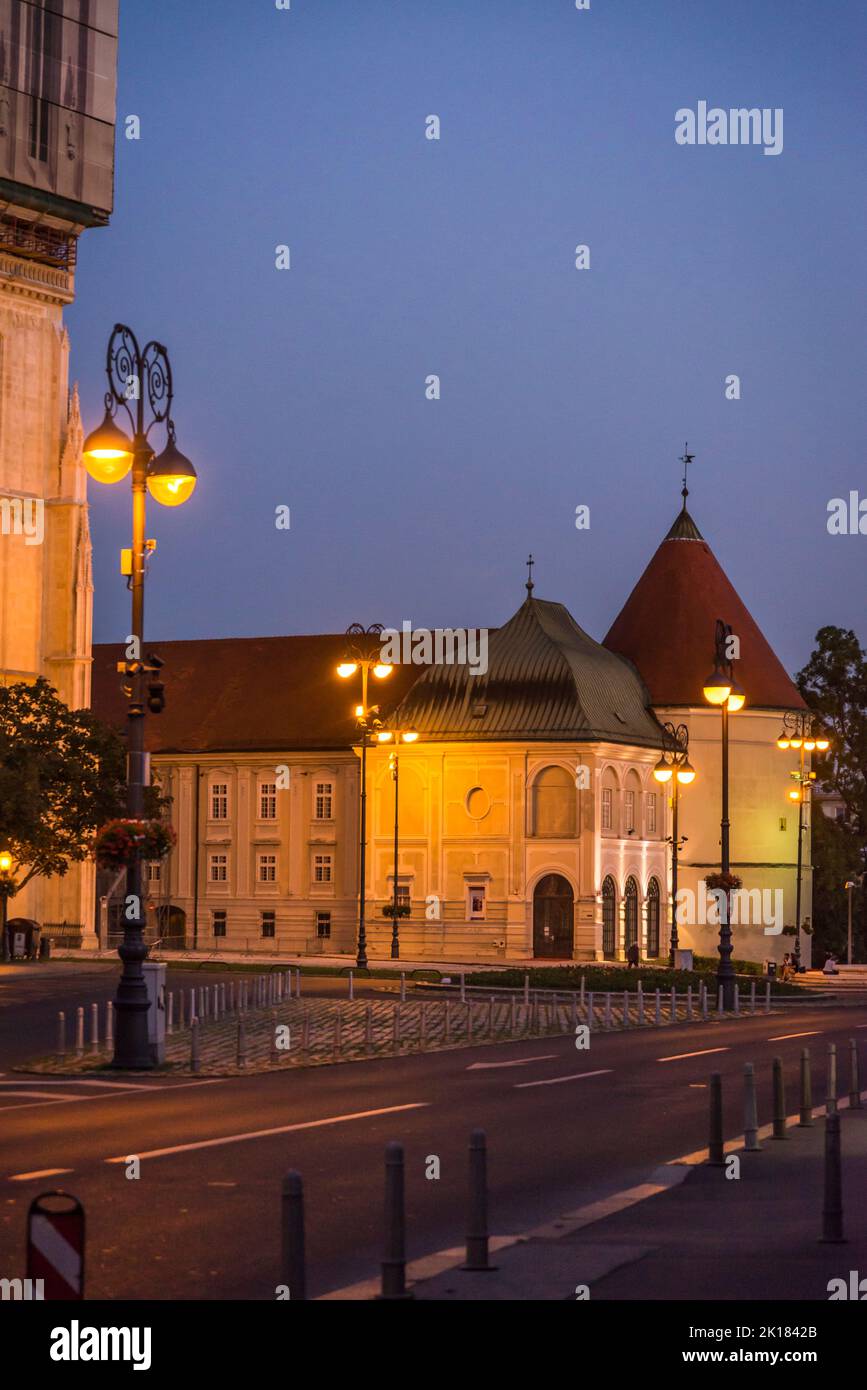 Zagreb Cathedral and Kaptol street at dusk, Zagreb, Croatia Stock Photo