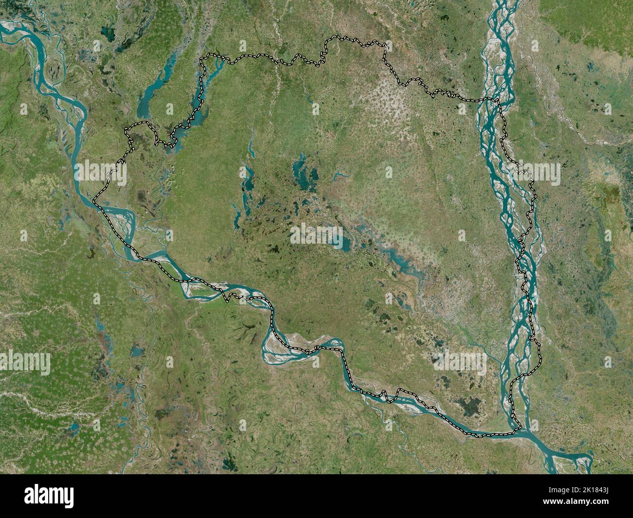 Rajshahi, division of Bangladesh. High resolution satellite map Stock Photo