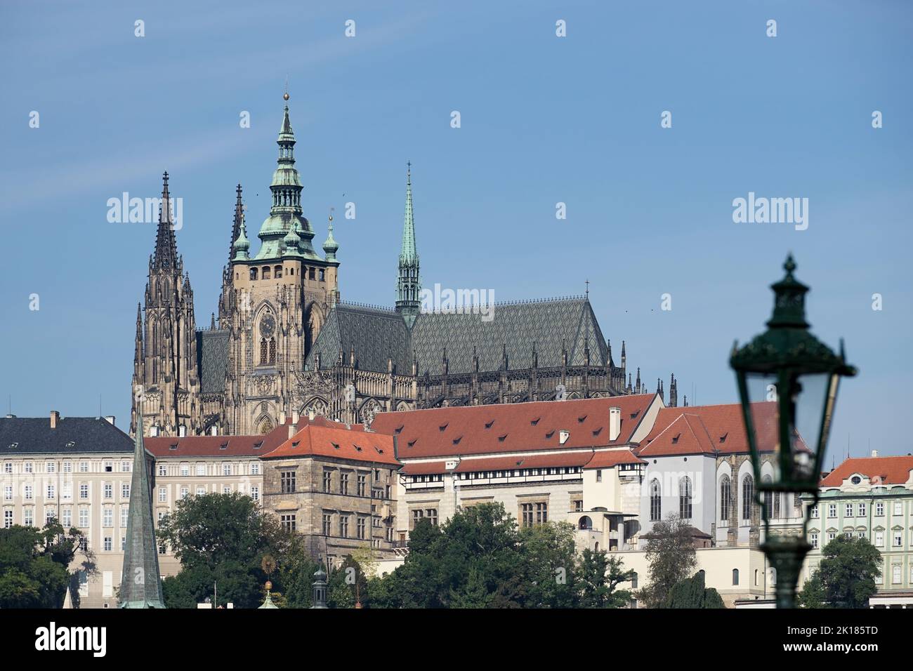 Prague, Czech Republic - September 24 : View from Charles Bridge towards the St Vitus Cathedral  in Prague on September 24, 2014 Stock Photo