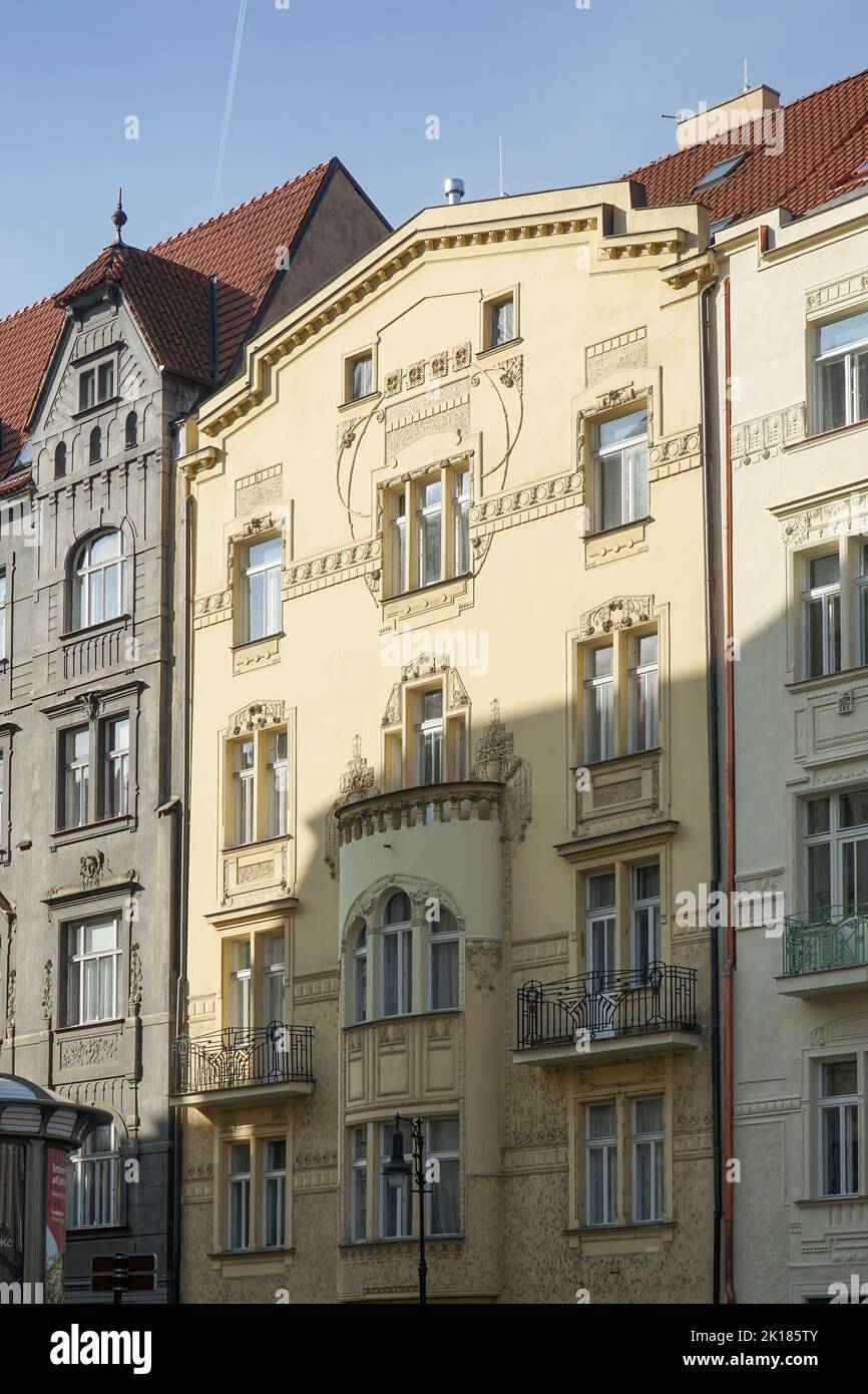 Prague, Czech Republic September 24 Ornate apartment block in Prague on September 24, 2014