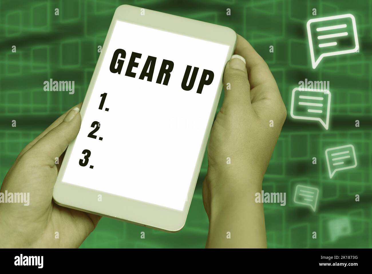 Text showing inspiration Gear Up. Business approach Asking someone to ...