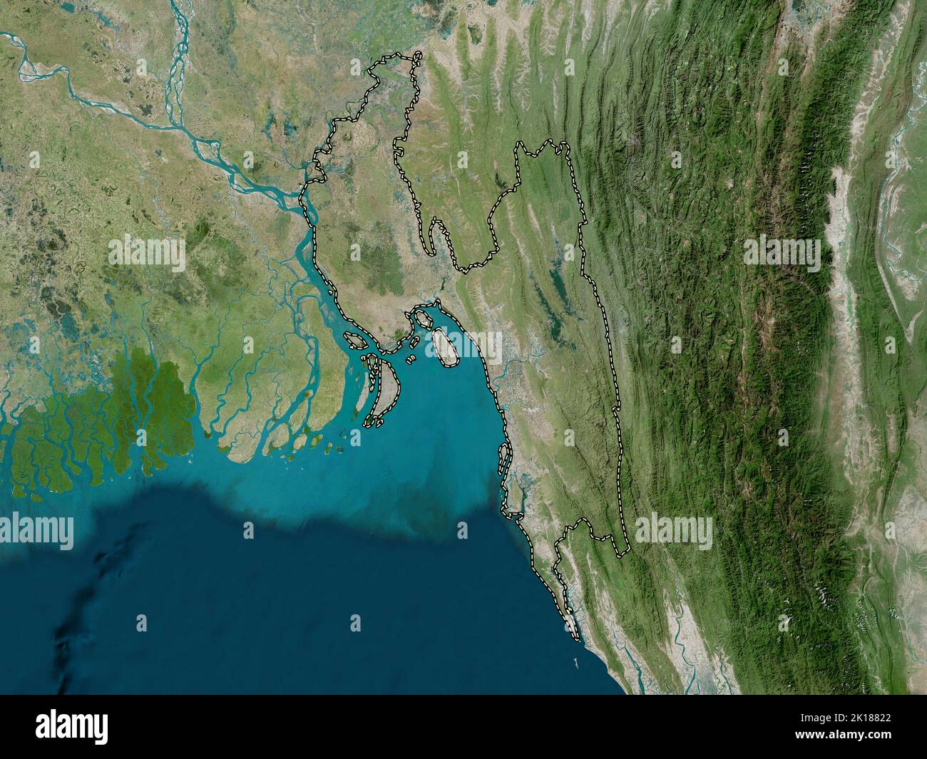Chittagong, division of Bangladesh. High resolution satellite map Stock 