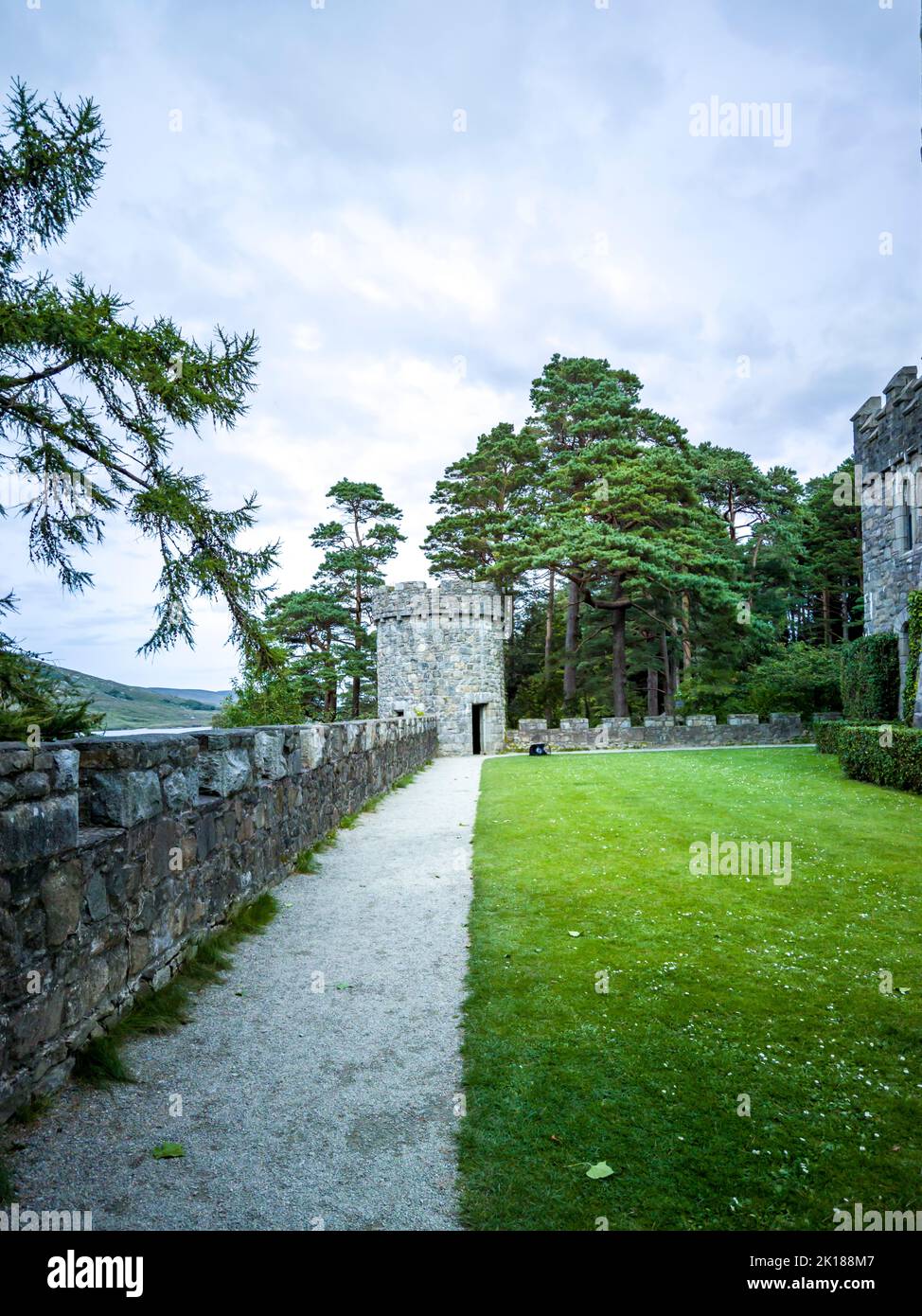 The historic Glenveagh Castle, Donegal in Ireland. Stock Photo