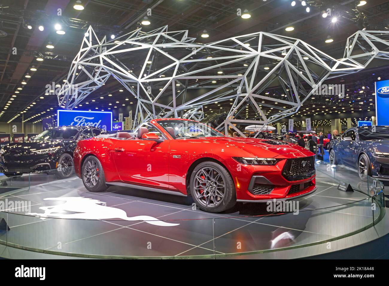 Detroit, Michigan, USA. 15th Sep, 2022. The 2024 Ford Mustang, on display at the North American International Auto Show. Credit: Jim West/Alamy Live News Stock Photo