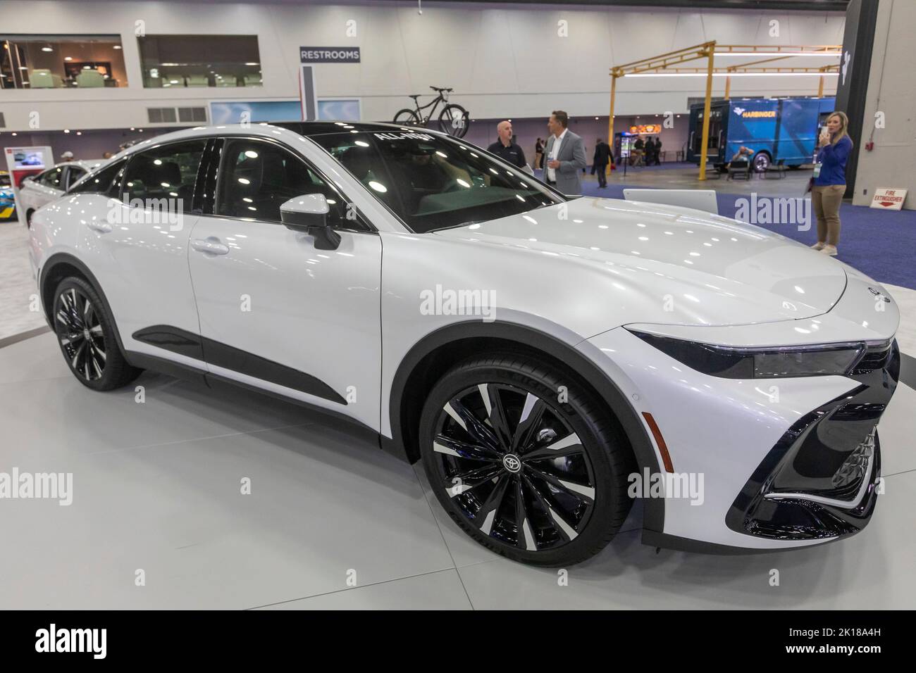 Detroit, Michigan, USA. 15th Sep, 2022. The 2023 Toyota Crown hybrid on display at the North American International Auto Show. Credit: Jim West/Alamy Live News Stock Photo