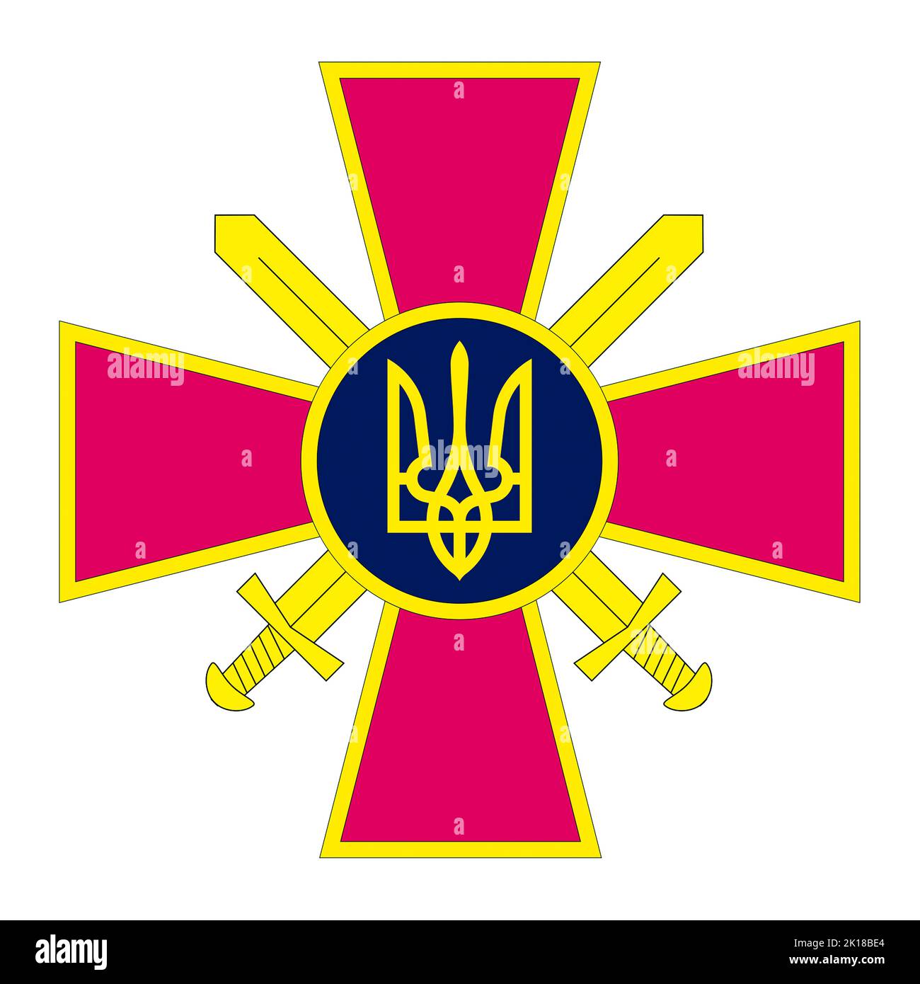 Emblem of the Ground forces of Ukraine with the national coat of arms - Ukraine. Stock Photo
