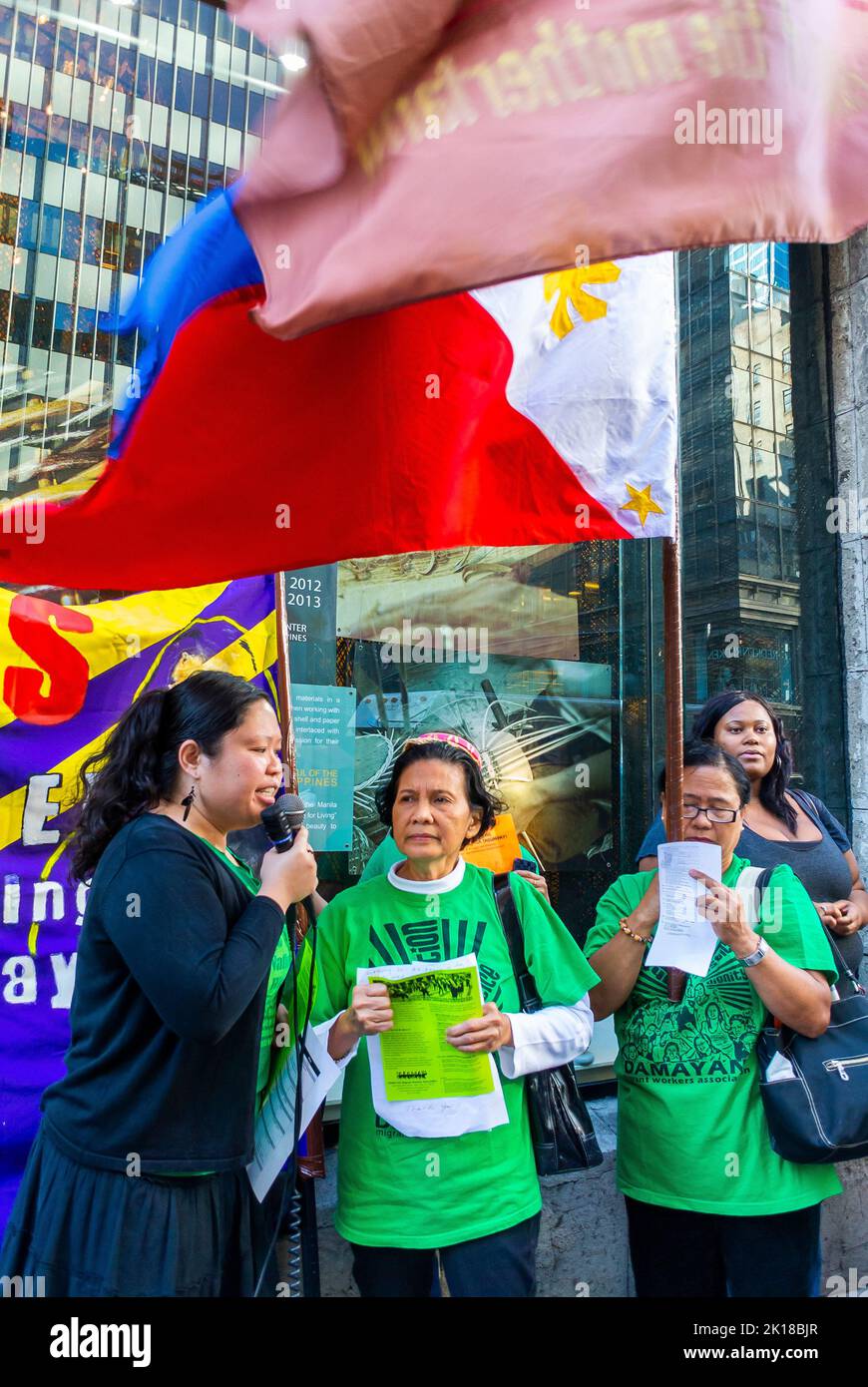 New York City Ny Usa Group Immigrant Women Demonstrating Against Human Trafficking Of