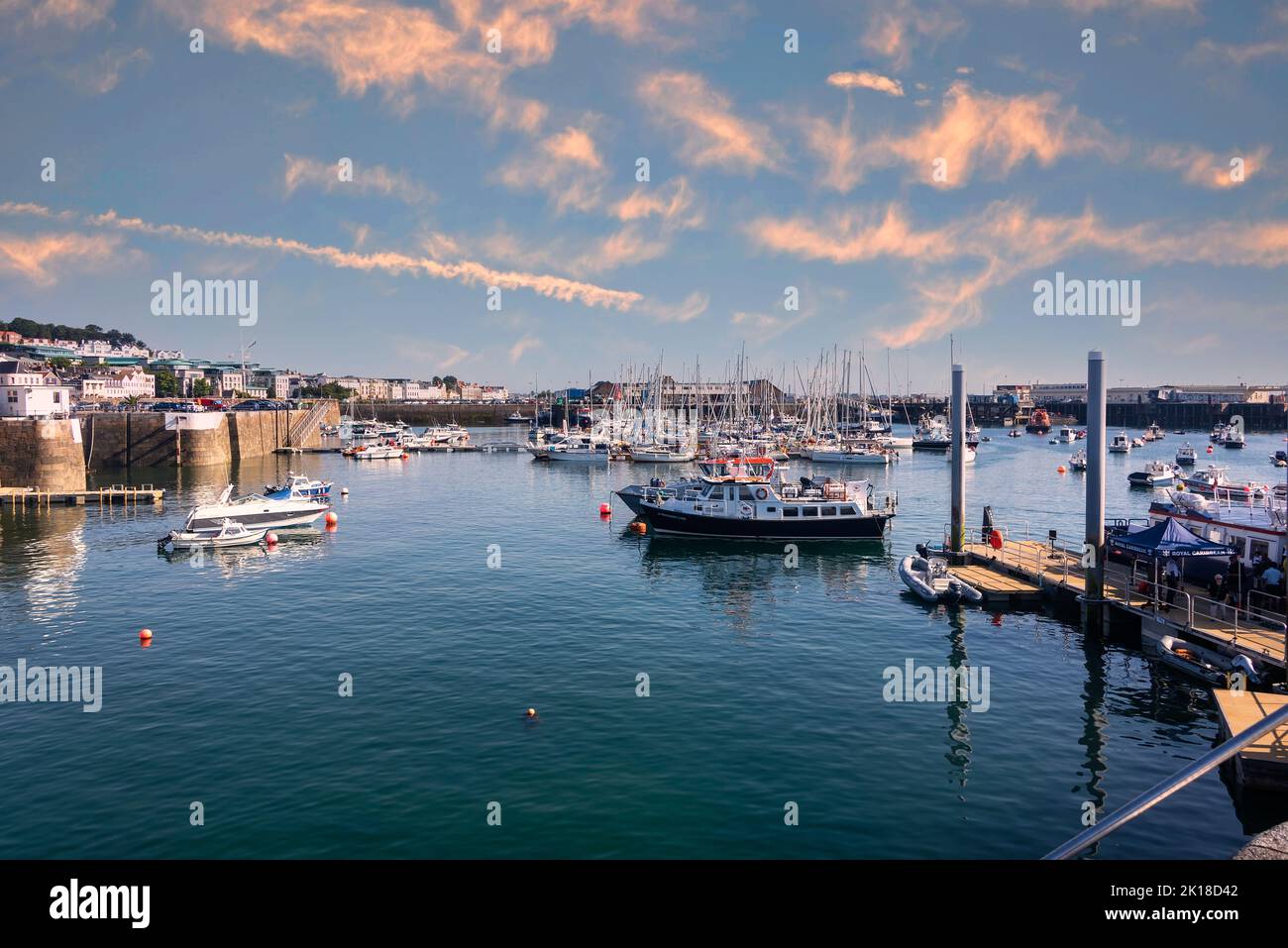 St. Peter Port, Guernsey -August 6, 2018: Saint Peter Port is the capital of Guernsey as well as the main port. Stock Photo