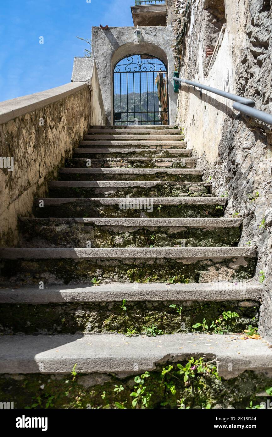 old and stony stairs on the amalfi coast Stock Photo