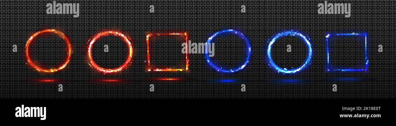 Set of circular and square fire frames isolated on transparent ...