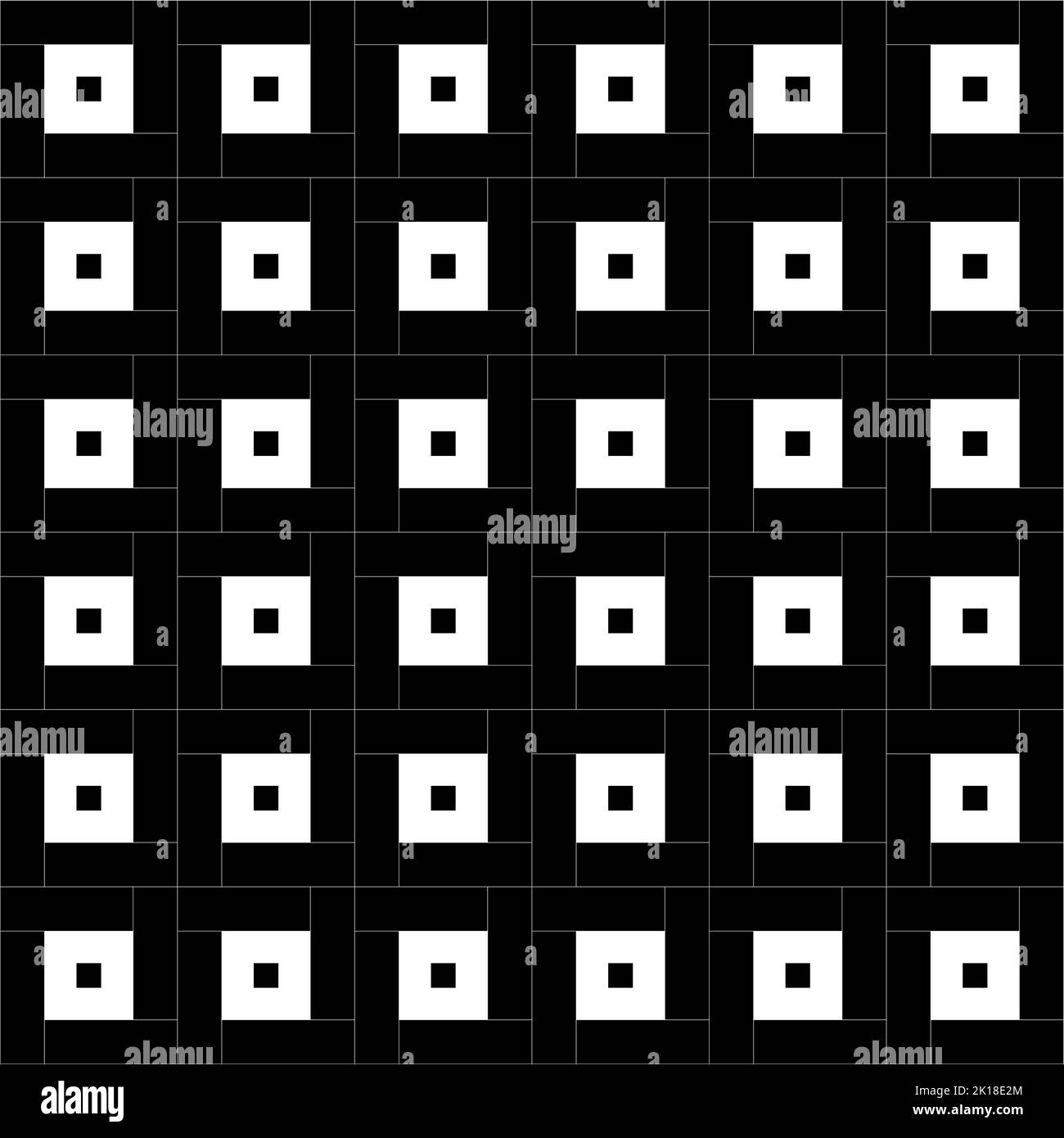 Repeated white checks sequence on black background. Surface pattern design with polygons. Mosaic. Stock Vector
