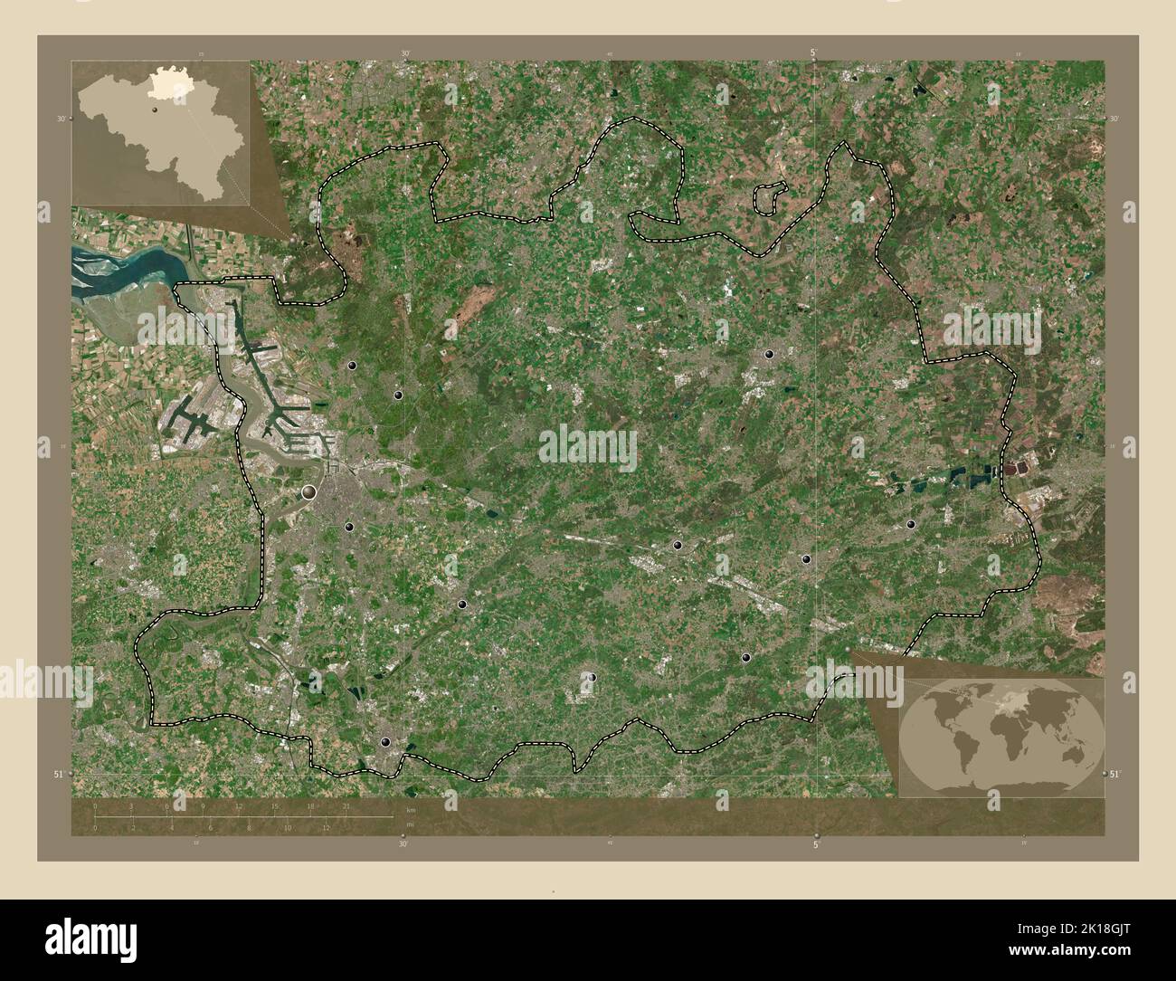 Antwerpen, province of Belgium. High resolution satellite map