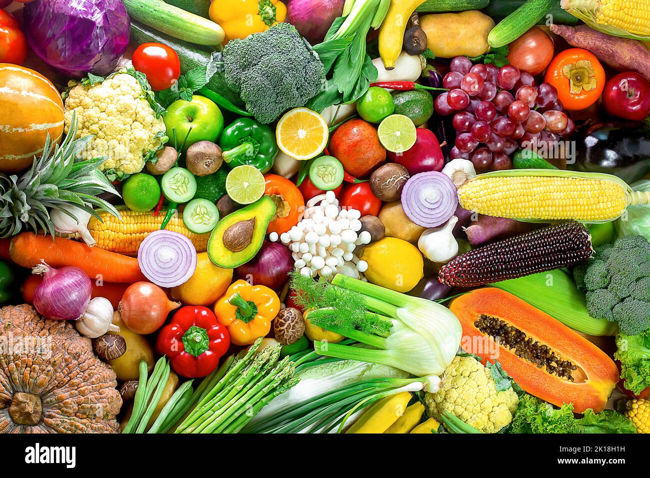 Fresh vegetables and fruits,Colorful fruits and vegetables,clean eating