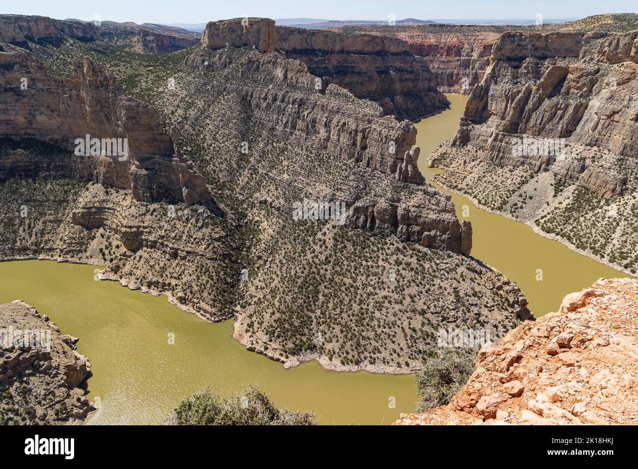 Devil Canyon Overlook, a viewpoint onto Bighorn Lake in the Bighorn Canyon National Recreation Area, Montanam USA Stock Photo