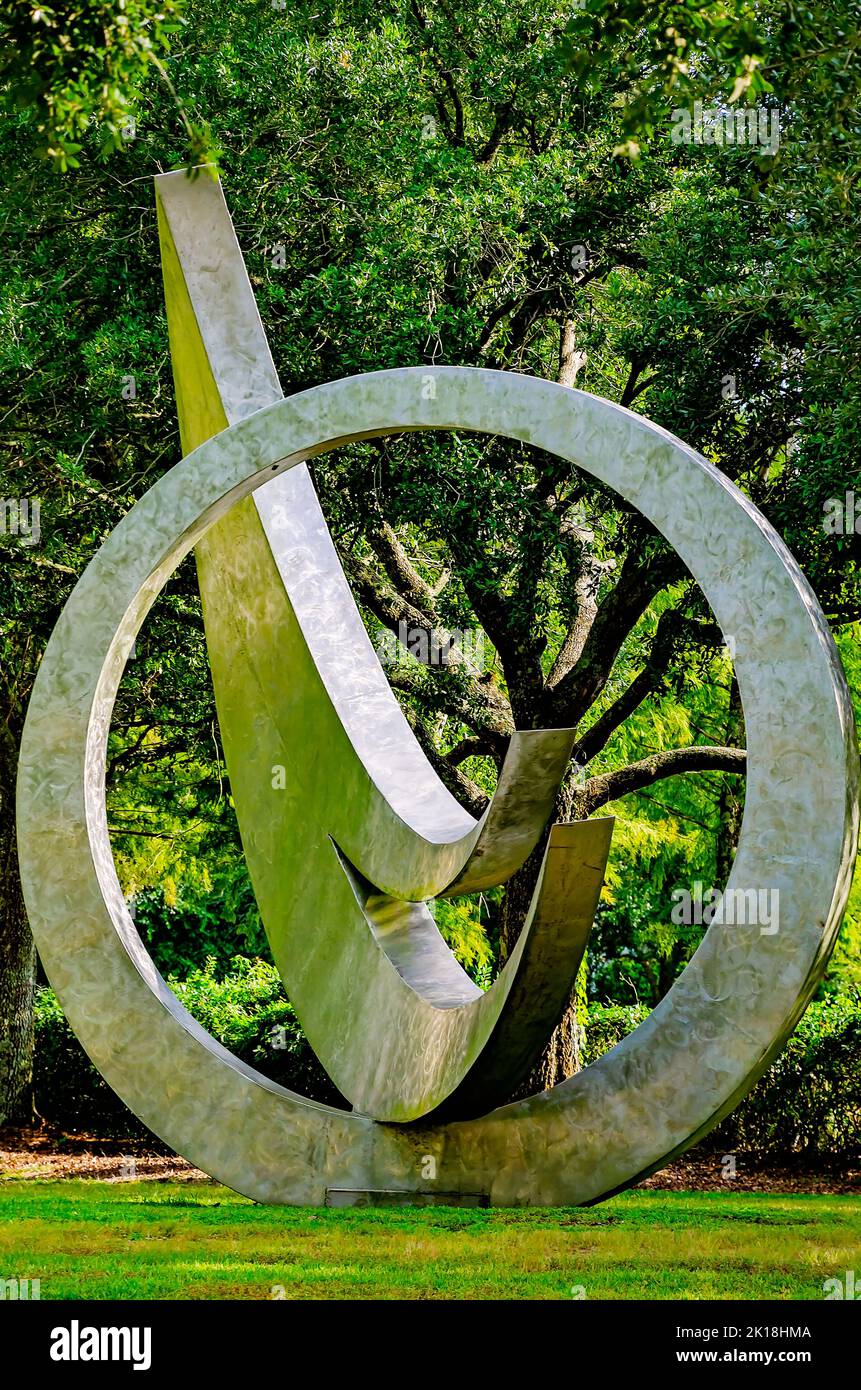 The Millenium Piece, a sculpture by Ameri’ca Jones, is pictured at the Daphne Civic Center, Sept. 8, 2022, in Daphne, Alabama. Stock Photo