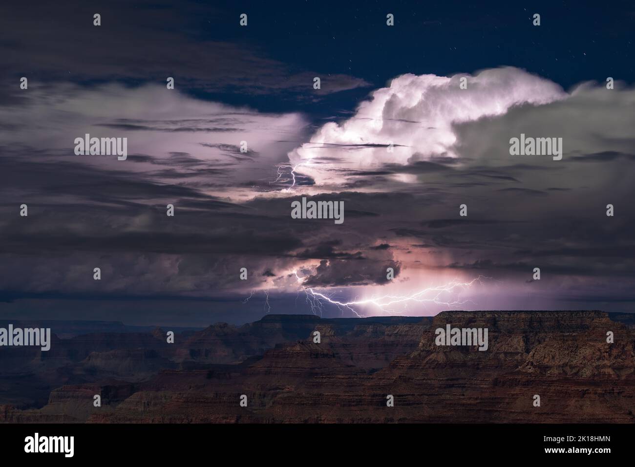 Grand Canyon lightning storm Stock Photo