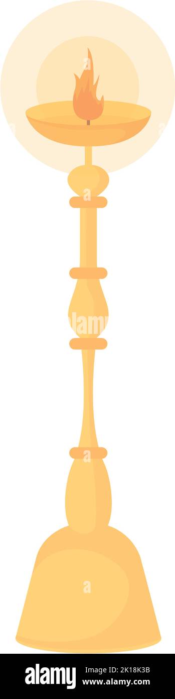 Gold candlestick holder semi flat color vector object Stock Vector