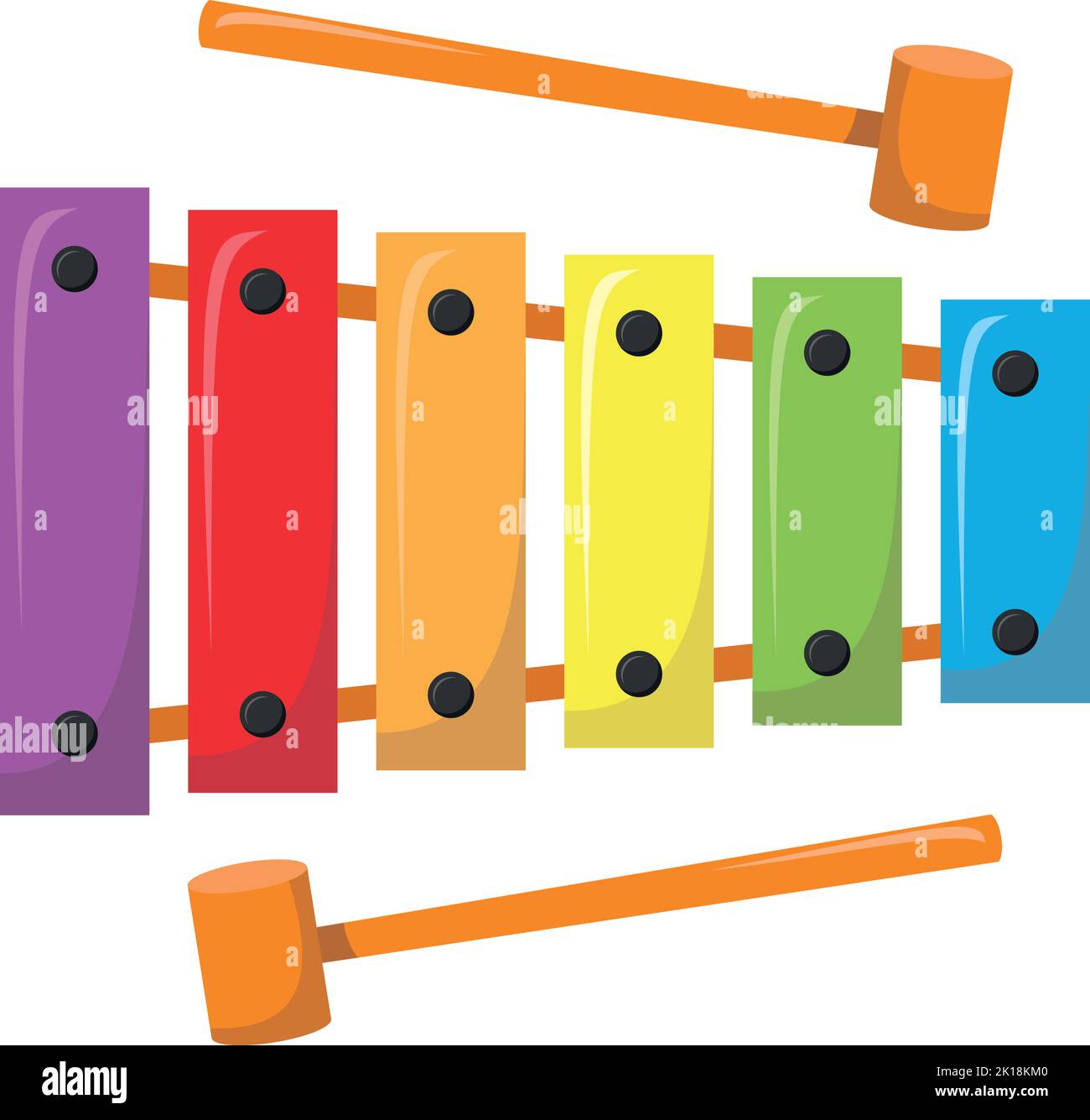 Vector illustration of a xylophone in cartoon style isolated on white