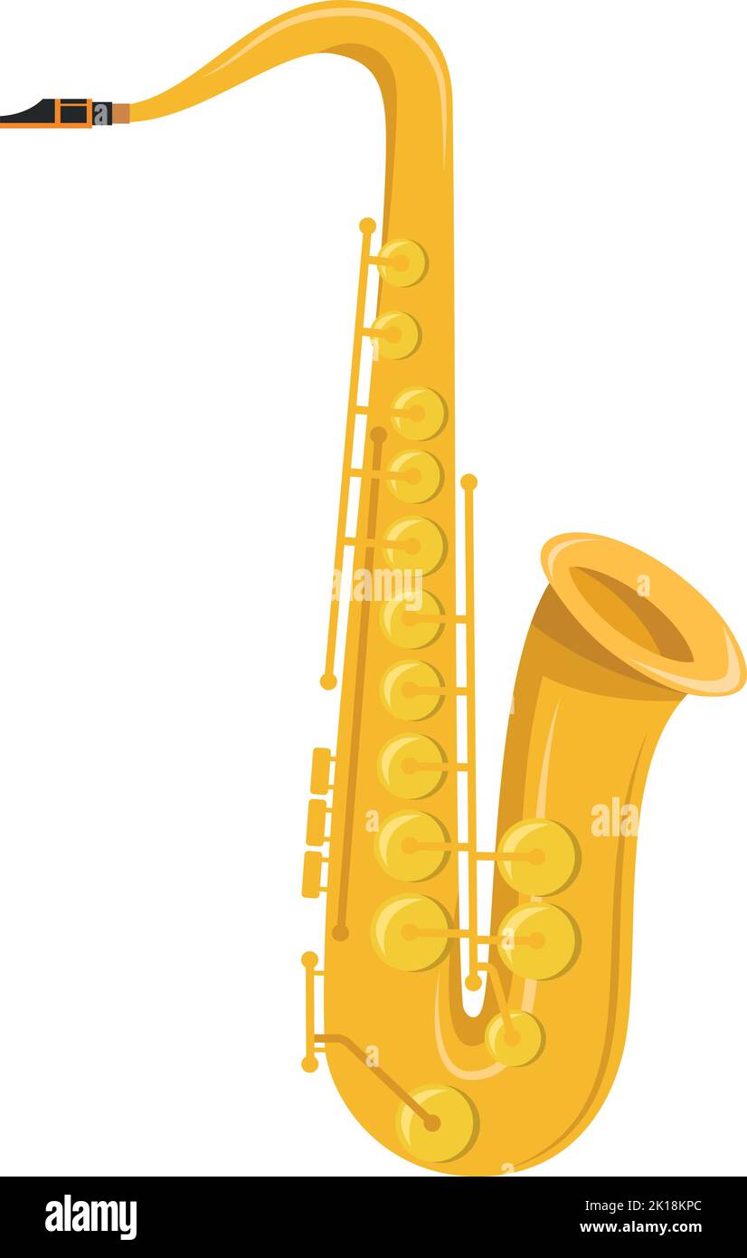 Vector illustration of a saxophone in cartoon style isolated on white