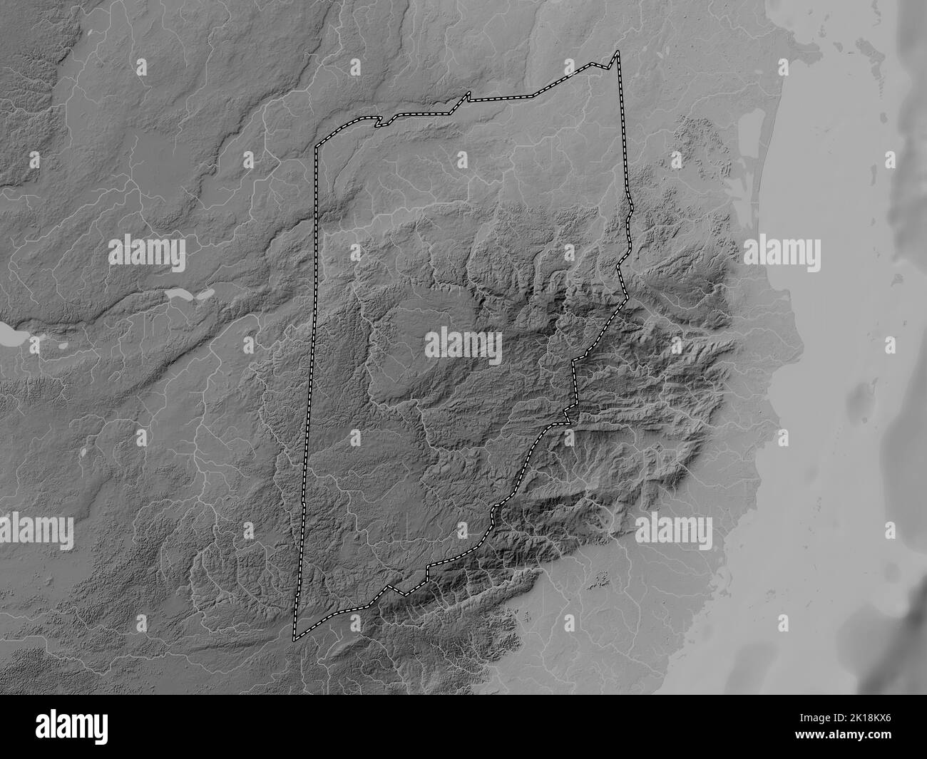 Belize map zoom border grayscale - Cayo District Of Belize Grayscale Elevation Map With Lakes And Rivers 2K18KX6