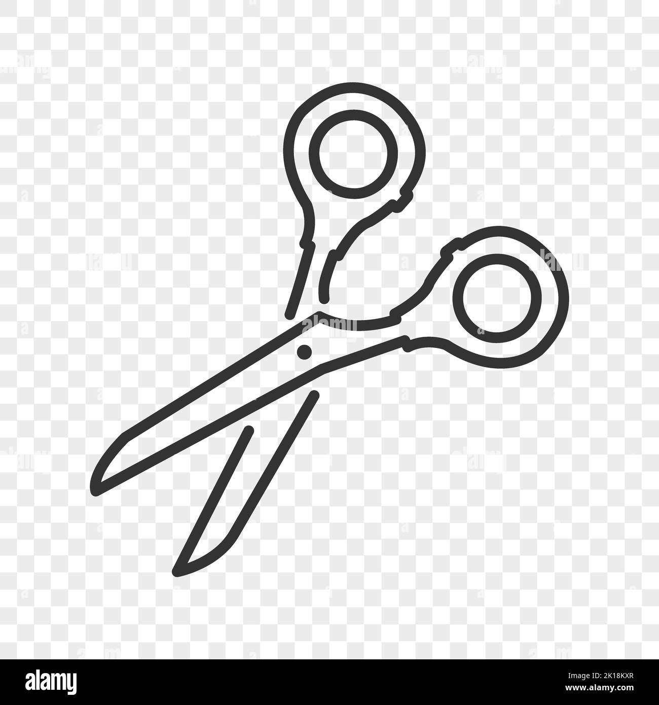 Scissors line icon. Vector drawn on transparent background. Stock Vector