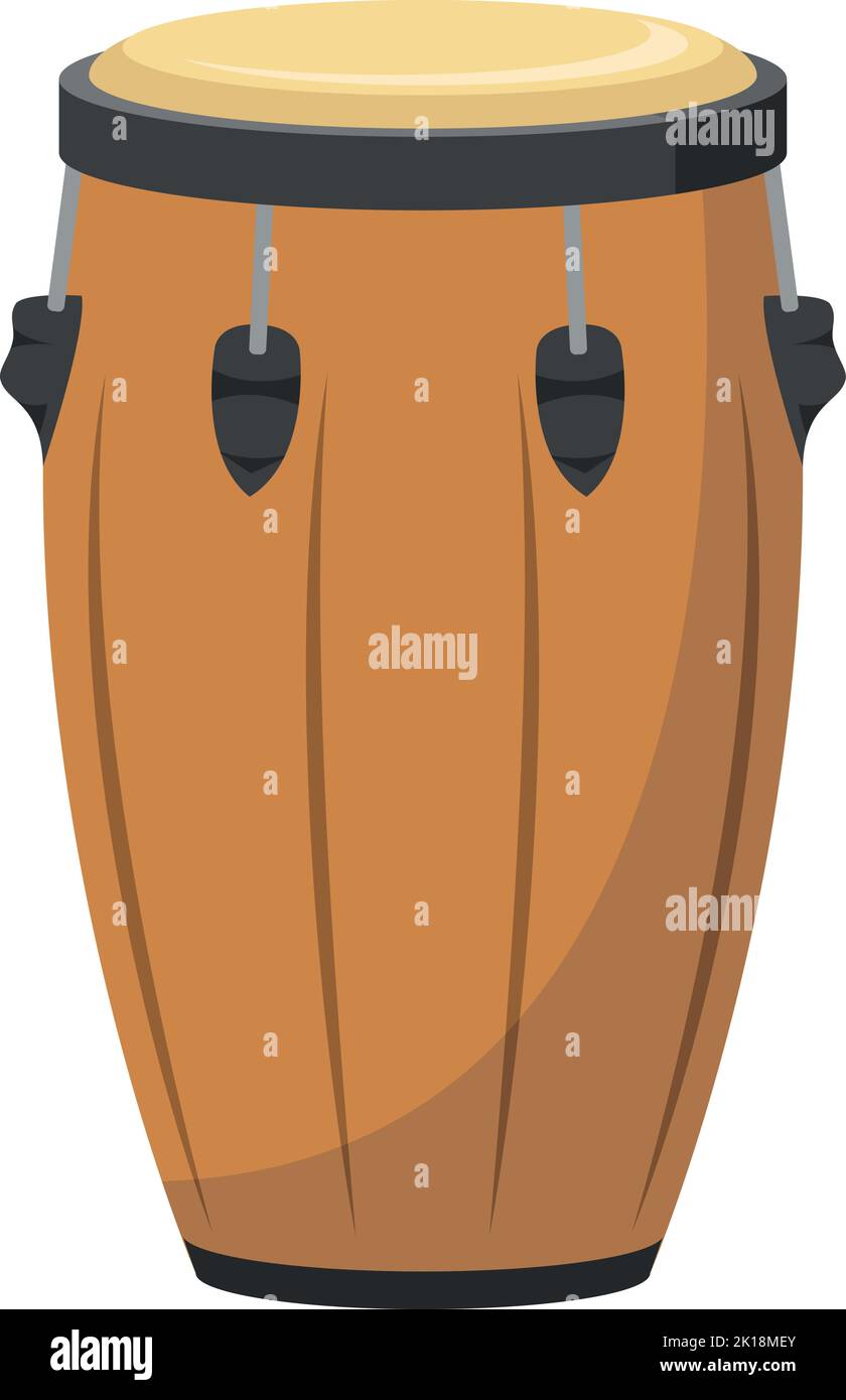 Vector illustration of a conga drum in cartoon style isolated on white