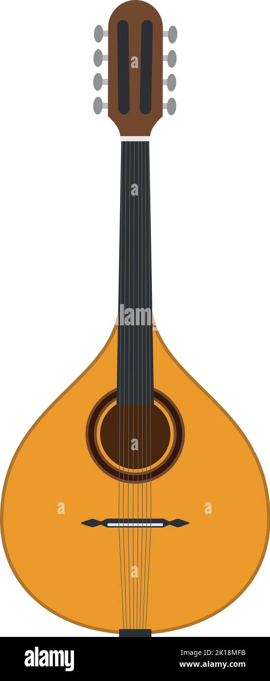 Vector illustration of a mandolin in cartoon style isolated on white