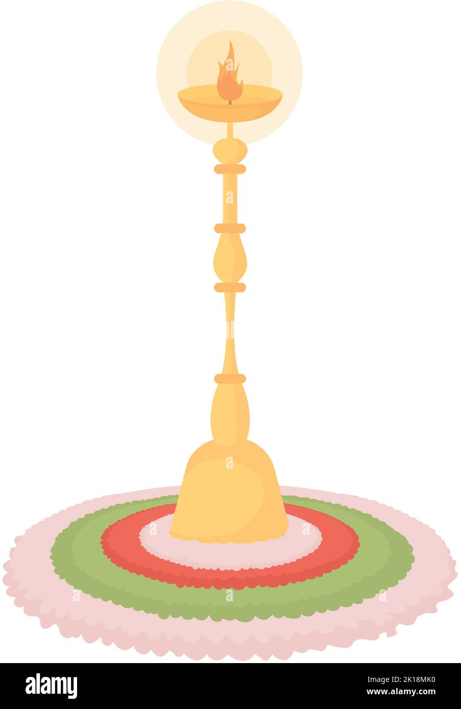 Rangoli candle holder semi flat color vector object Stock Vector