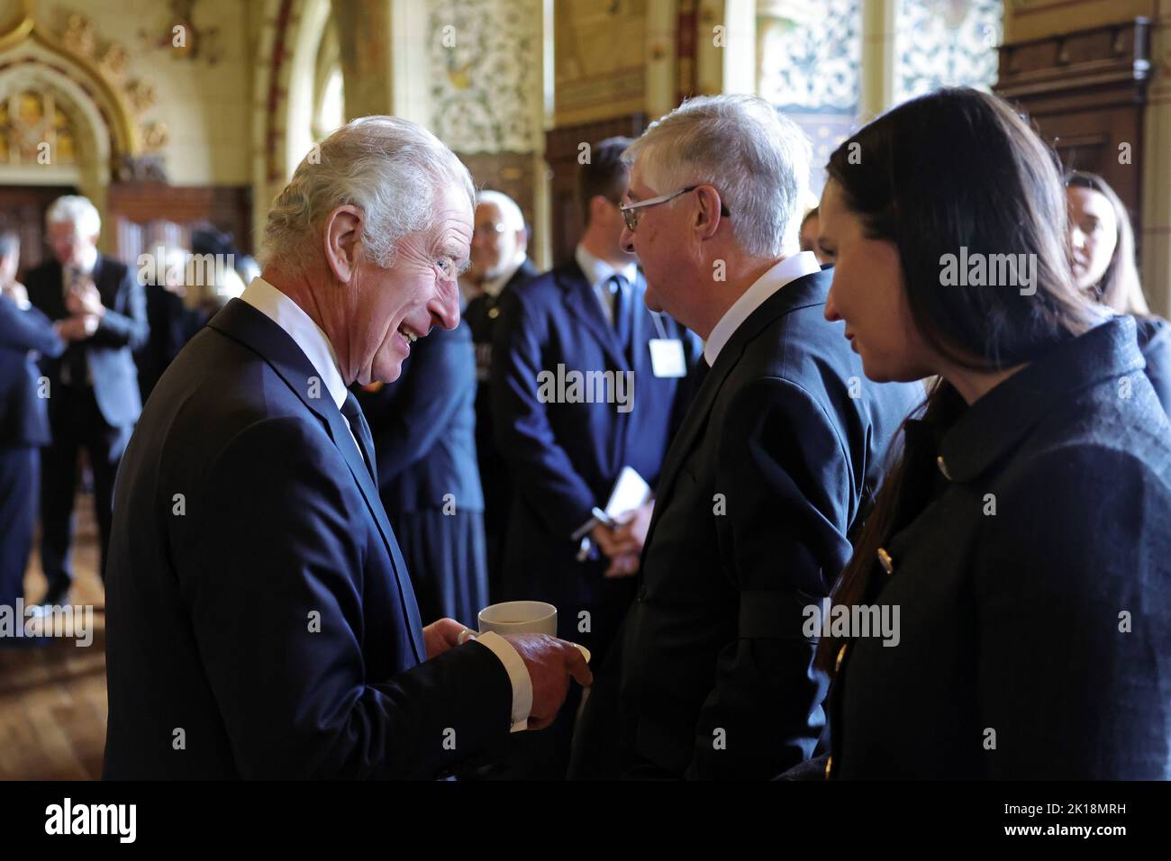 King Charles III during a reception for local charities at Cardiff Castle in Wales. Picture date: Friday September 16, 2022. Stock Photo
