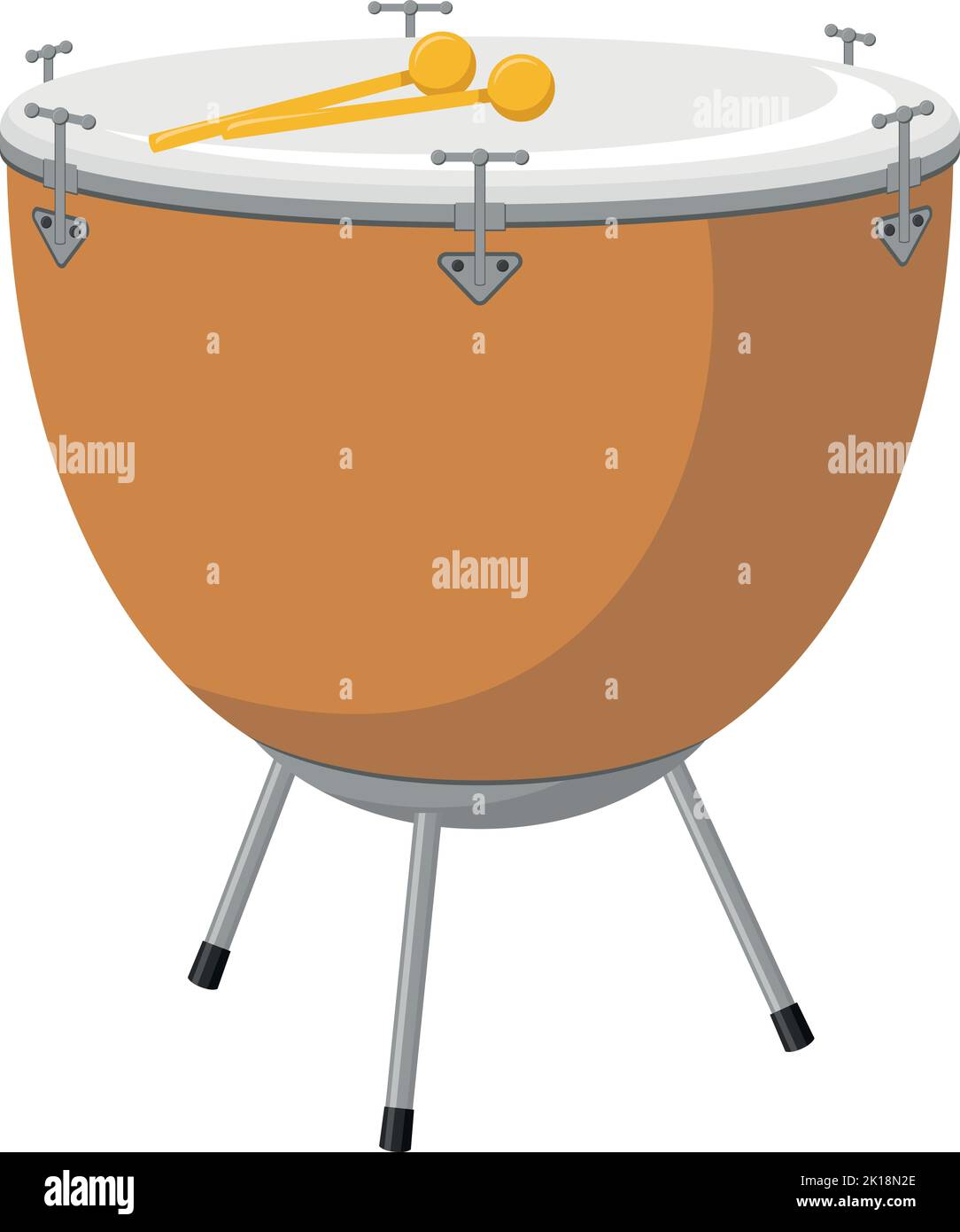 Vector illustration of a kettledrum in cartoon style isolated on white